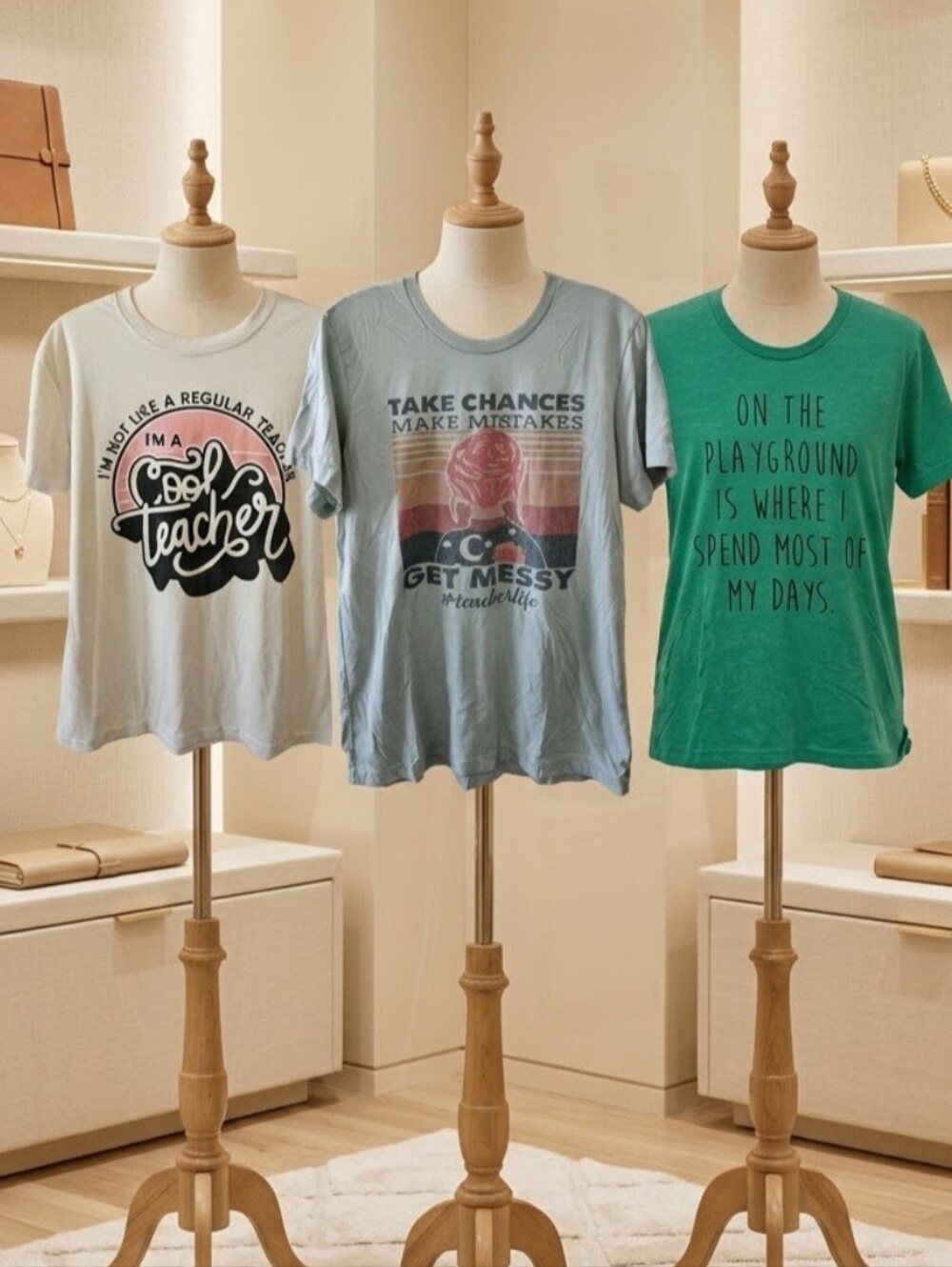 Bundle of 3 Teacher T-Shirts Canvas Medium